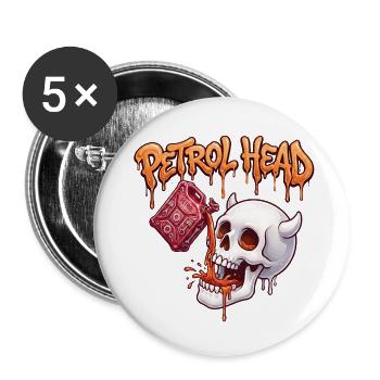 Crâne de Pétrolin - Lot de 5 petits badges (25 mm) - blanc - Devant