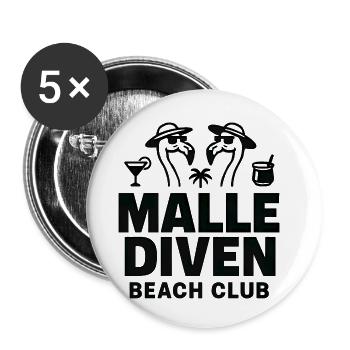Malle Diven Beach Club Flamingo Mallorca Party - Buttons klein 25 mm (5er Pack) - Weiß - Vorne