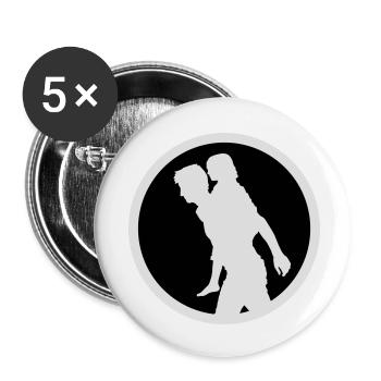 Vater Kind Silhouette Spazieren Familie Papa Liebe - Buttons klein 25 mm (5er Pack) - Weiß - Vorne