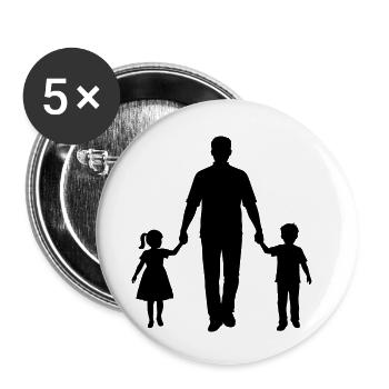 Vater Kind Silhouette Spazieren Familie Papa Liebe - Buttons klein 25 mm (5er Pack) - Weiß - Vorne