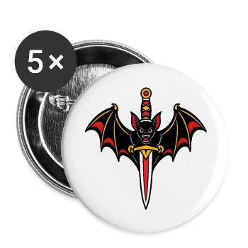 Bat dagger style tattoo dark - Buttons small 1''/25 mm (5-pack) - white - Front