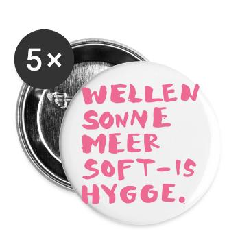 hygge words pink - Buttons klein 25 mm (5er Pack) - Weiß - Vorne