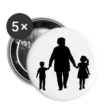 Großeltern Enkelkind Silhouette Spazieren Familie - Buttons klein 25 mm (5er Pack) - Weiß - Vorne