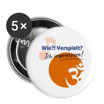 T-Shirt Design „Ich improvisiere!“ - Buttons klein 25 mm (5er Pack) - Weiß - Vorne