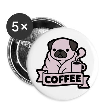 Bannière du Café du Matin du Carlin - Lot de 5 petits badges (25 mm) - blanc - Devant