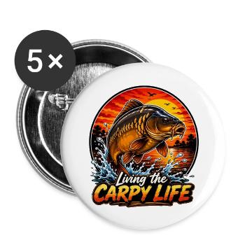 Das Carpy Life Angel-Design leben - Buttons klein 25 mm (5er Pack) - Weiß - Vorne
