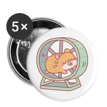 Süßer Hamster, der auf einem Rad läuft - Buttons klein 25 mm (5er Pack) - Weiß - Vorne
