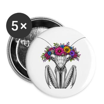 Blütenkranz Mantispin - Buttons klein 25 mm (5er Pack) - Weiß - Vorne