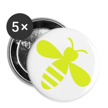 Neonbiene Gelb auf Schwarz - Buttons klein 25 mm (5er Pack) - Weiß - Vorne