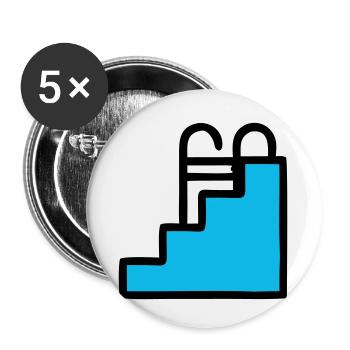  Pool Leiter Schwimmbad Icon - Buttons klein 25 mm (5er Pack) - Weiß - Vorne
