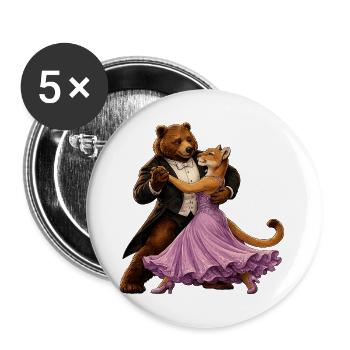 Tanzender Bär und Löwin Walzer Ballsaal Eleganz - Buttons klein 25 mm (5er Pack) - Weiß - Vorne