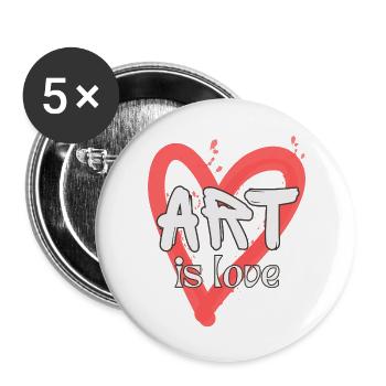 L’art est l’amour, blanc sur rouge entendu - Lot de 5 petits badges (25 mm) - blanc - Devant