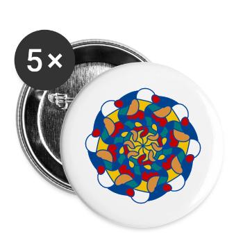 Helles Kaleidoskop-Mandala - Buttons klein 25 mm (5er Pack) - Weiß - Vorne