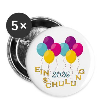 Inscription à l’école avec ballons colorés - Lot de 5 petits badges (25 mm) - blanc - Devant