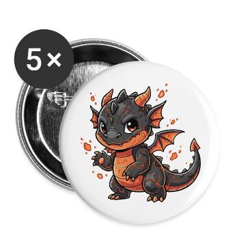 Lava Dragon Cuddly Hero - Buttons small 1''/25 mm (5-pack) - white - Front