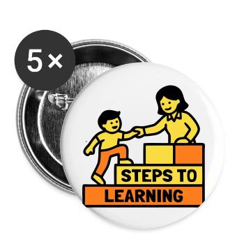 Steps to Learning Schule Logo - Buttons klein 25 mm (5er Pack) - Weiß - Vorne