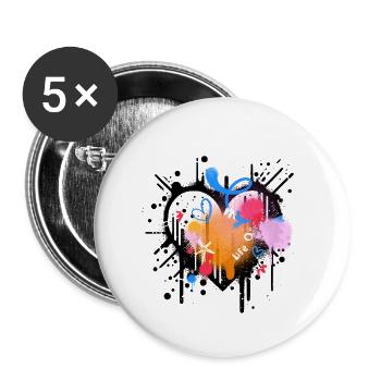 Lebenslust Graffiti Farbenspiel - Buttons klein 25 mm (5er Pack) - Weiß - Vorne
