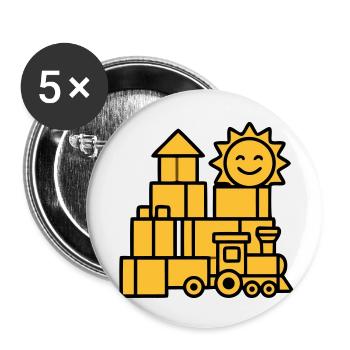 Building Blocks Railway Toys - Buttons small 1''/25 mm (5-pack) - white - Front