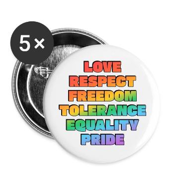 Valeurs de la fierté arc-en-ciel - Lot de 5 petits badges (25 mm) - blanc - Devant