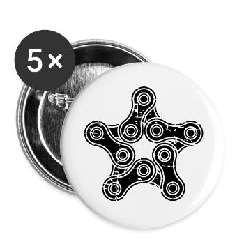 Fahrradkette Stern Radsport Motiv - Buttons klein 25 mm (5er Pack) - Weiß - Vorne