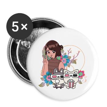 Filmabend & Inklusive Freunde Kunst - Buttons klein 25 mm (5er Pack) - Weiß - Vorne