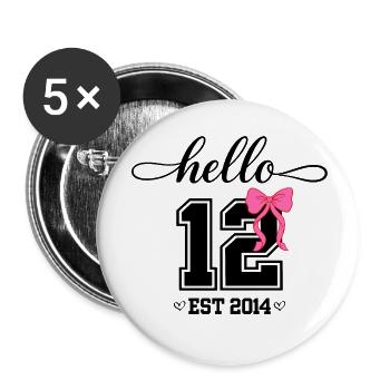 Bonjour naissance de la fille Coquette Bow 12 Est 2014 - Lot de 5 petits badges (25 mm) - blanc - Devant