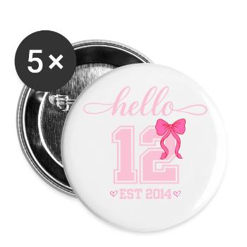 Bonjour naissance de la fille Coquette Bow 12 Est 2014 - Lot de 5 petits badges (25 mm) - blanc - Devant