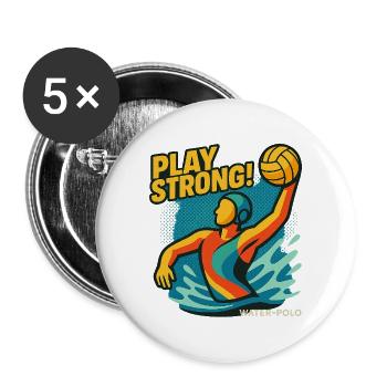 Power Water Polo - Buttons klein 25 mm (5er Pack) - Weiß - Vorne