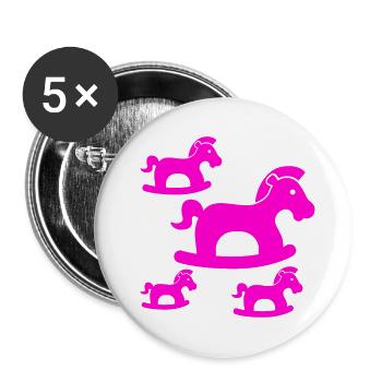 Pferde - Buttons klein 25 mm (5er Pack) - Weiß - Vorne