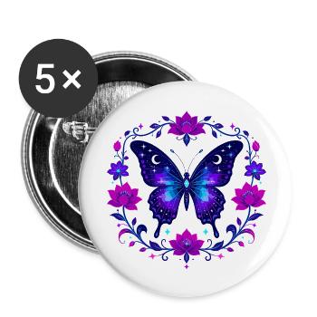Noctilucent butterfly in lotus frame - Buttons small 1''/25 mm (5-pack) - white - Front