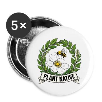 Plantez un jardin indigène des abeilles et des échinaces - Lot de 5 petits badges (25 mm) - blanc - Devant