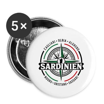 Sardinien compass rose banner travel shirt - Buttons klein 25 mm (5er Pack) - Weiß - Vorne