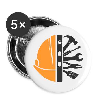 Casque et outils de construction – Logo Craftsman - Lot de 5 petits badges (25 mm) - blanc - Devant