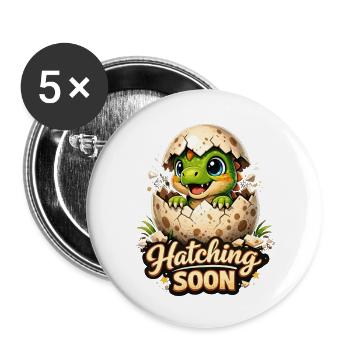 Cute Baby Dinosaur - Hatching Soon Dino - Buttons small 1''/25 mm (5-pack) - white - Front
