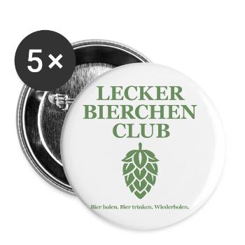 Lecker Bierchen Club - holen trinken Wiederholen - Buttons klein 25 mm (5er Pack) - Weiß - Vorne
