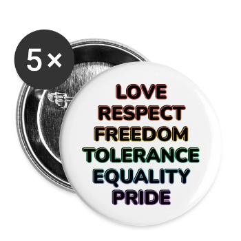Neon Pride: Liebe Respekt Freiheit - Buttons klein 25 mm (5er Pack) - Weiß - Vorne