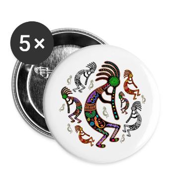 Kokopelli Rainbow Colors - Buttons small 1''/25 mm (5-pack) - white - Front