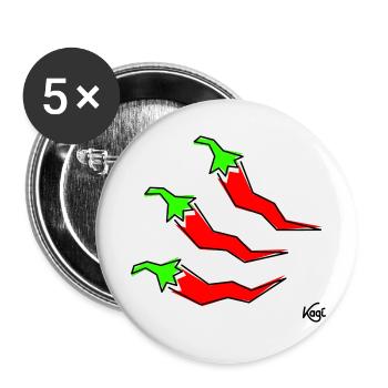 three pepperonis - Buttons small 1''/25 mm (5-pack) - white - Front