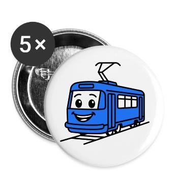 tram cartoon - Buttons small 1''/25 mm (5-pack) - white - Front