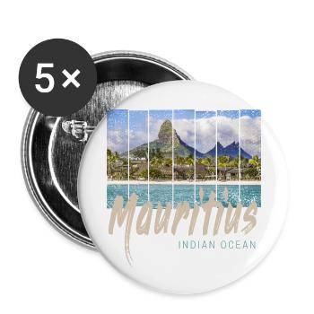 Mauritius in the Indian Ocean Beach Souvenir - Buttons small 1''/25 mm (5-pack) - white - Front