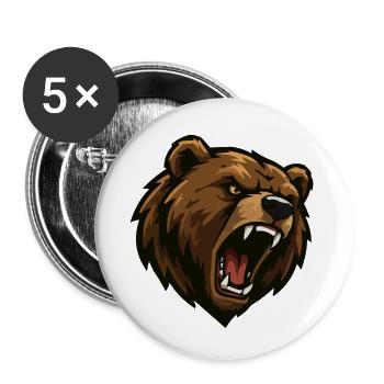 Brown Bear Cartoon - Buttons small 1''/25 mm (5-pack) - white - Front