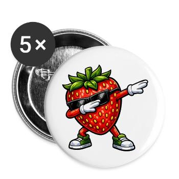 Dabbing Erdbeere - Buttons klein 25 mm (5er Pack) - Weiß - Vorne