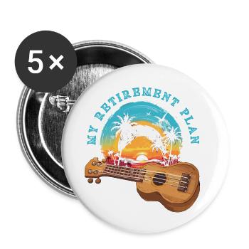 My Retirement Plan Ukulele Hawaii Musiker Rentner - Buttons klein 25 mm (5er Pack) - Weiß - Vorne