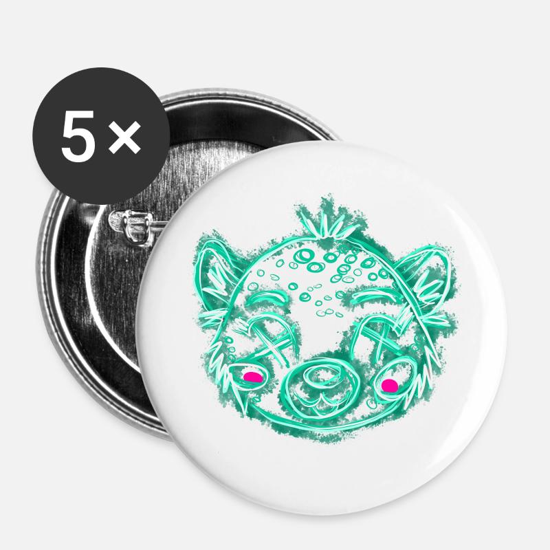 Dead Leo Green - Buttons small 1''/25 mm (5-pack) - white