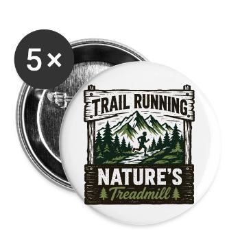 Trailrunning Natur's Laufband-Schild - Buttons klein 25 mm (5er Pack) - Weiß - Vorne