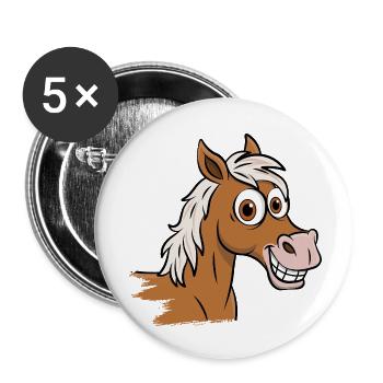 Un dessin cartoon d'un cheval Abou'Ourquob - Lot de 5 petits badges (25 mm) - blanc - Devant
