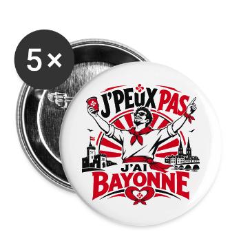 J'Peux Pas J'Ai Bayonne Fêtes Basques - Lot de 5 petits badges (25 mm) - blanc - Devant