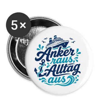 Anchor out, everyday life off - Buttons small 1''/25 mm (5-pack) - white - Front