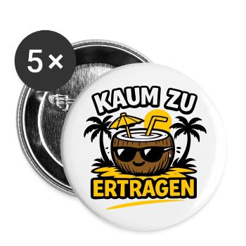 Kokosnuss Strandheld  - Buttons klein 25 mm (5er Pack) - Weiß - Vorne