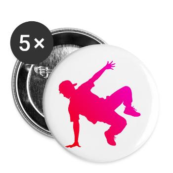 Gift idea for a breakdancer with street dance - Buttons small 1''/25 mm (5-pack) - white - Front